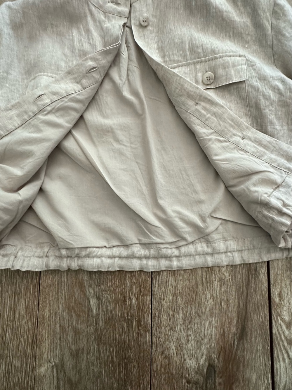 Light Beige Linen Drawstring Cropped lined jacket, size Small, NWOT - Picture 6 of 8